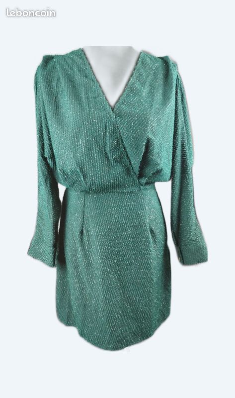 Robe verte soirée pailletée Charlior S/M (image 1)