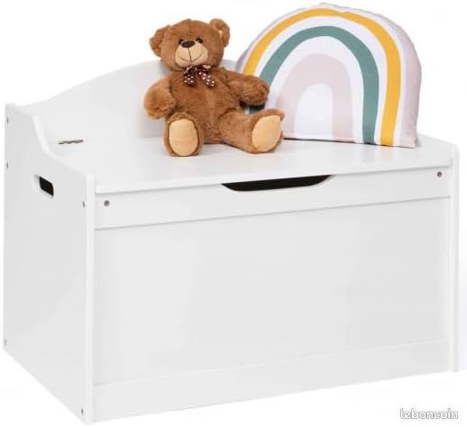 Banc coffre de rangement 70L Enfant en bois blanc (image 1)
