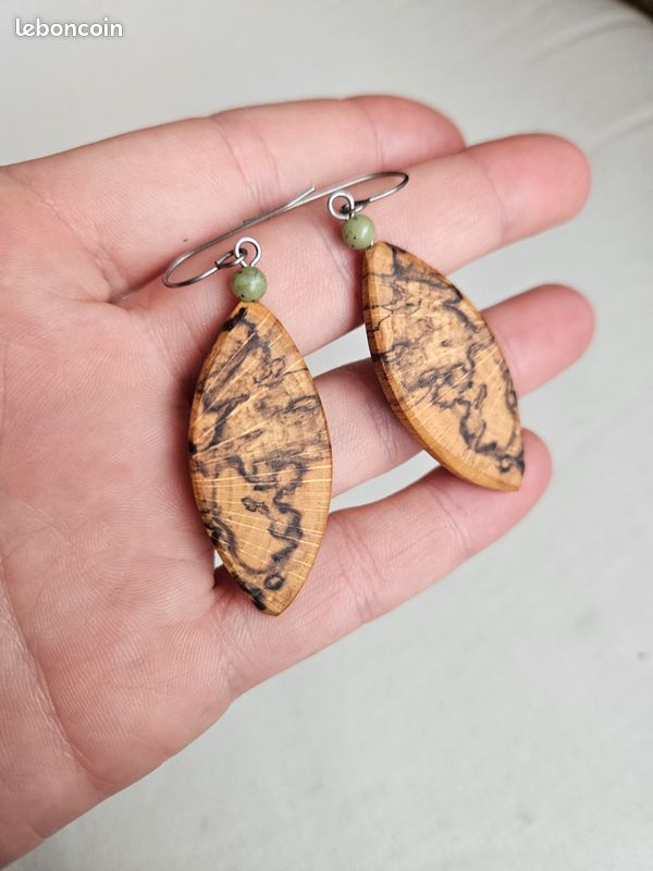 Boucles d'oreille bois d'olivier (image 2)