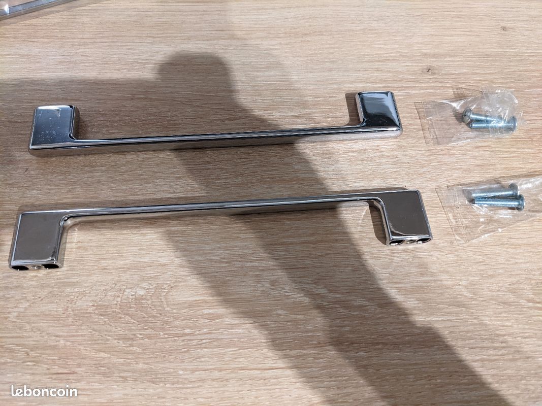 Lot de 2 poignées de meuble inox avec visserie longueur 21,7 cm (image 1)