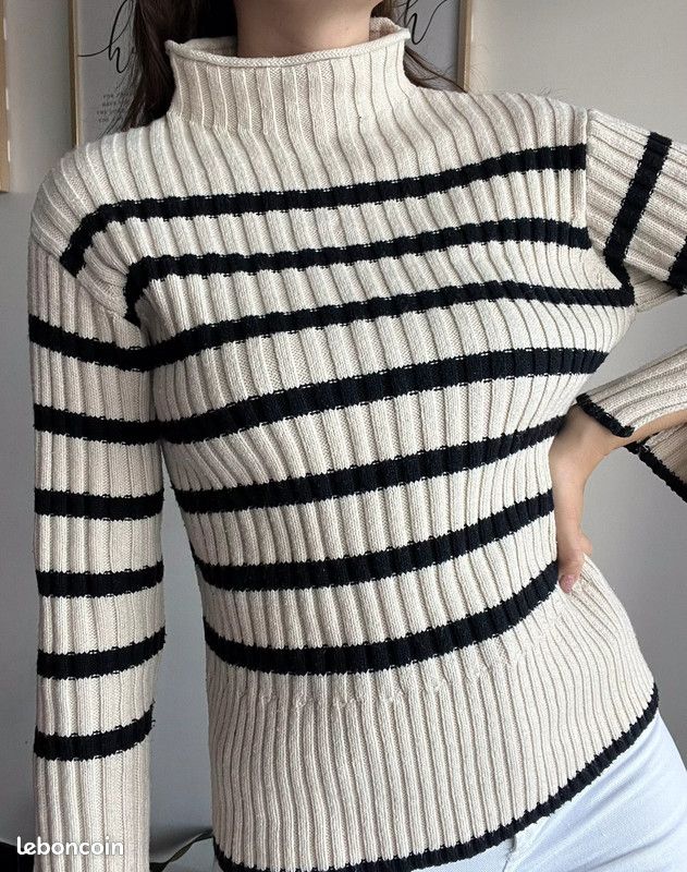 Col Cheminée Pull Noir Zara Femme Pull Zara épais Rayé Marinière