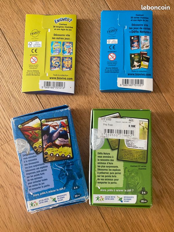 Jeux de cartes Bioviva : défi nature (animaux marins, Asie, dinosaures, énigmes) (image 2)