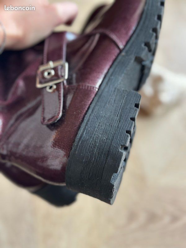 Boots biker bordeaux métallisé – Mellow Yellow – taille 39 (image 10)