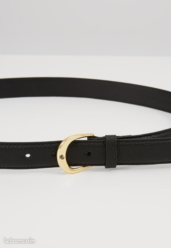 ⚜️ LAUREN RALPH LAUREN Classic Kenton Ceinture fine en cuir noir boucle ardillon dorée taille 70 🖤 (image 3)