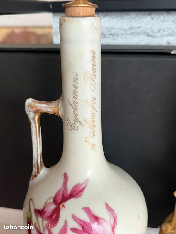 Anciens flacons à parfum VIDES porcelaine Art Nouveau Cyclamen Violettes de Toulouse (image 2)