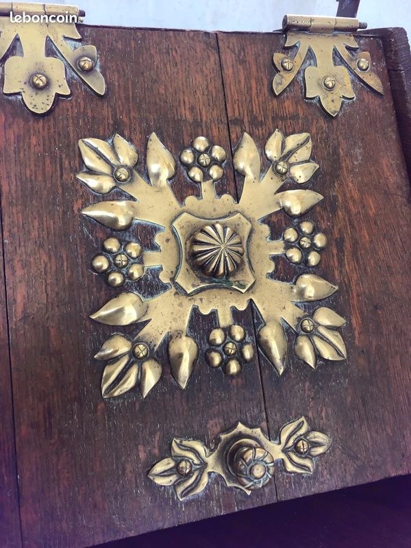 Ancienne charbonnière (sceau / boite à charbon vintage déco) en bois et laiton - fin XIXme / collections (image 3)