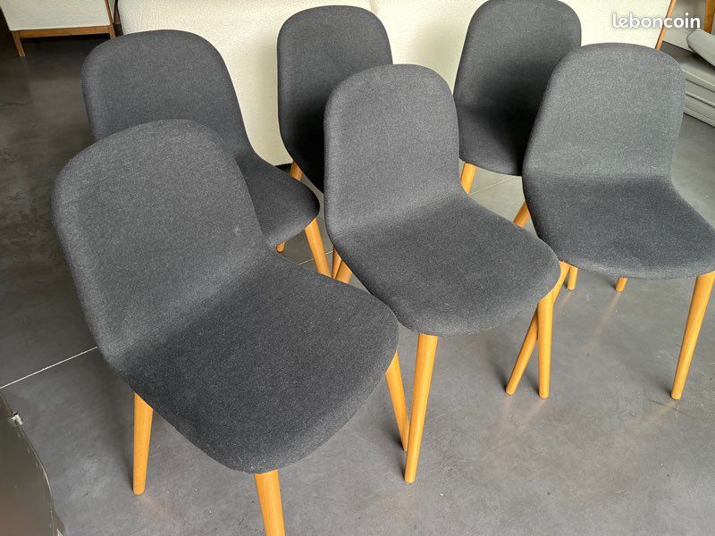 Lot de 6 Chaises en tissu anthracite (image 4)
