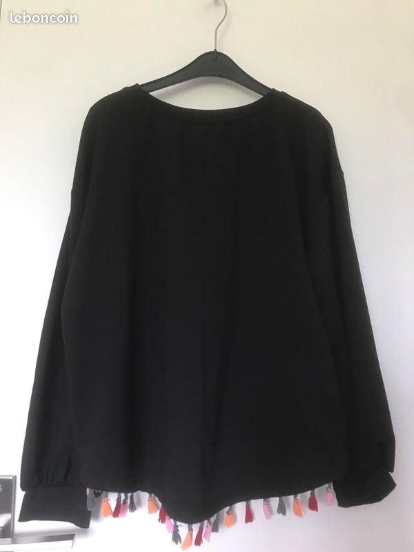 Sweat noir franges SHEIN (image 2)