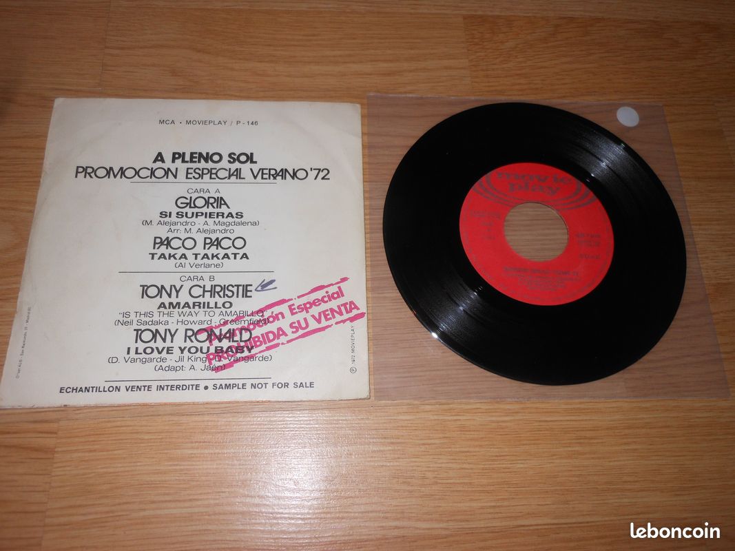 Vinyle 45 tours A PLENO SOL VERANO movie play "promocion especial verano" (image 5)