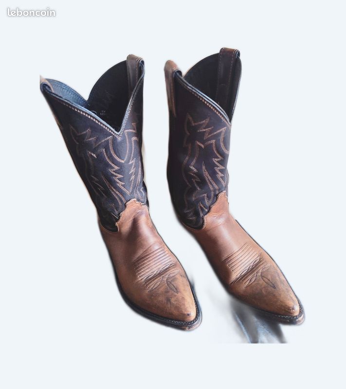 Bottes Cowboy Justin Pour Femme - Pointure 9 US - Cuir Daim Marron/violet - Bout Carré - Occasion