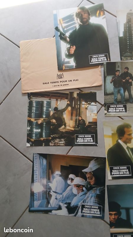 Lot 9 photos exploitation cinéma d'origine - Sale temps pour un flic (1985) Chuck Norris + pochette (image 2)