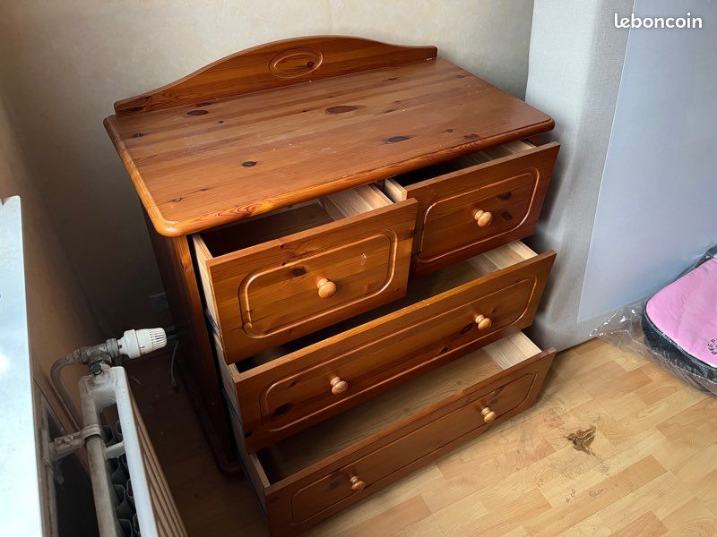 Commode 4 tiroirs vrai bois (image 3)