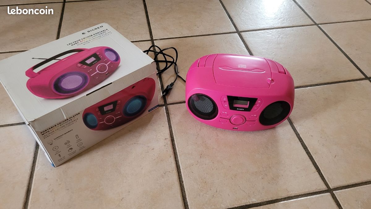 Lecteur CD Bontempi 439972 Rose - Lecture MP3 USB Et CD Avec Adaptateur Secteur