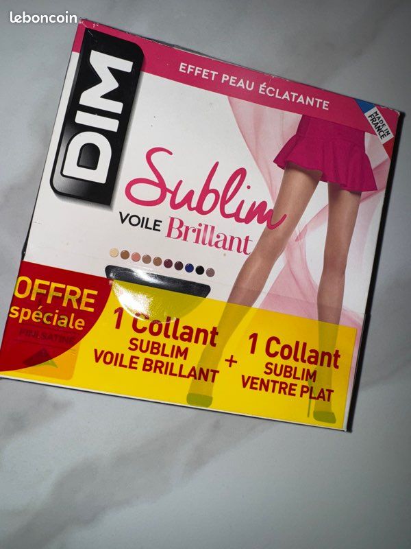 Lot De 2 Collants Voile Brillant DIM Noirs - Taille 2, Neufs Avec étiquettes, Effet Sublim