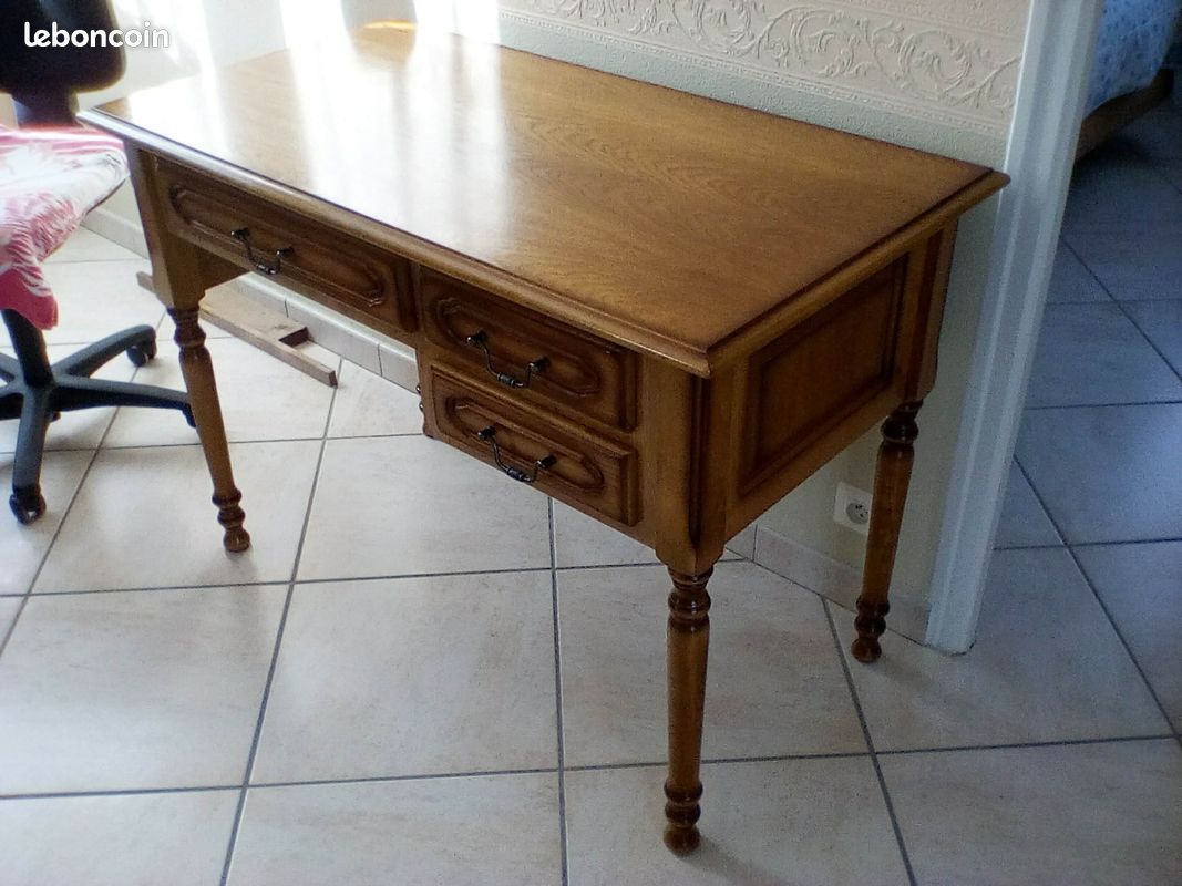 Bureau chêne 111,5 x 60 cm TBE (et85) (image 4)