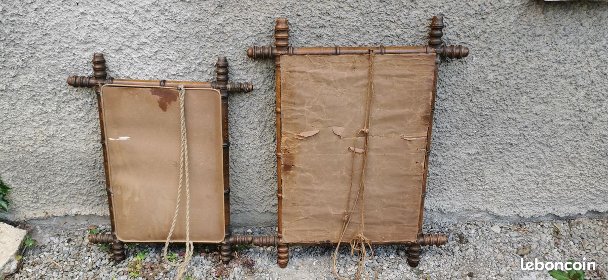 Miroirs anciens en bois façon bambou (image 2)