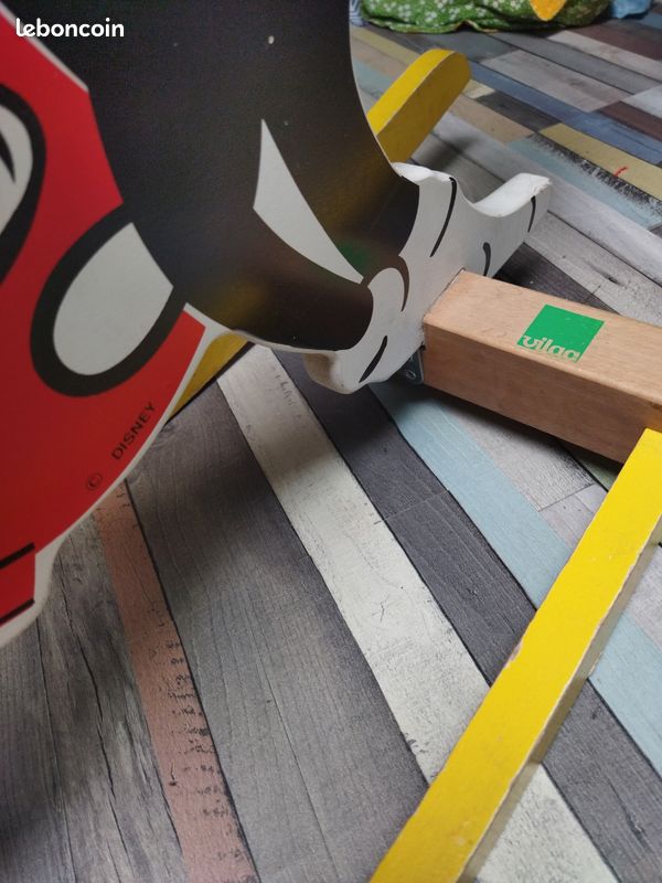 Jouet à Bascule Mickey Mouse Vintage En Bois - Vilac - Avec Plate-forme Roulante