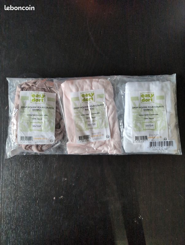 Lot de 3 Drap housse pour couffin (image 1)