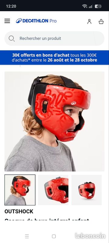 Casque de boxe intégral enfant rouge (image 2)