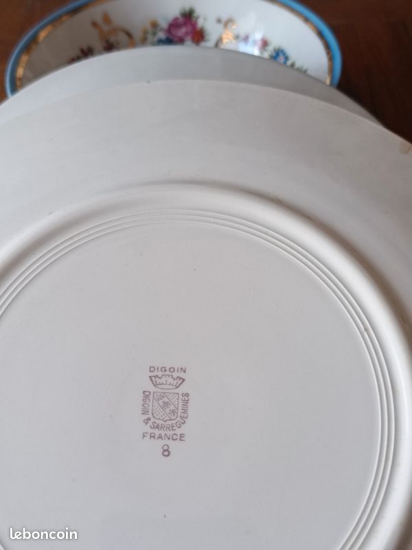 Trio Mix & Match La Couleuvre & Digoin Sarreguemines – fleurs & dorure (image 7)