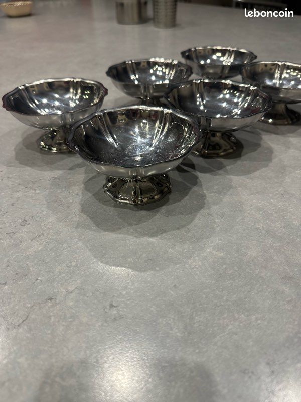 Lot de 6 coupes à glace inox massif Guy Degrenne - Arts de la table