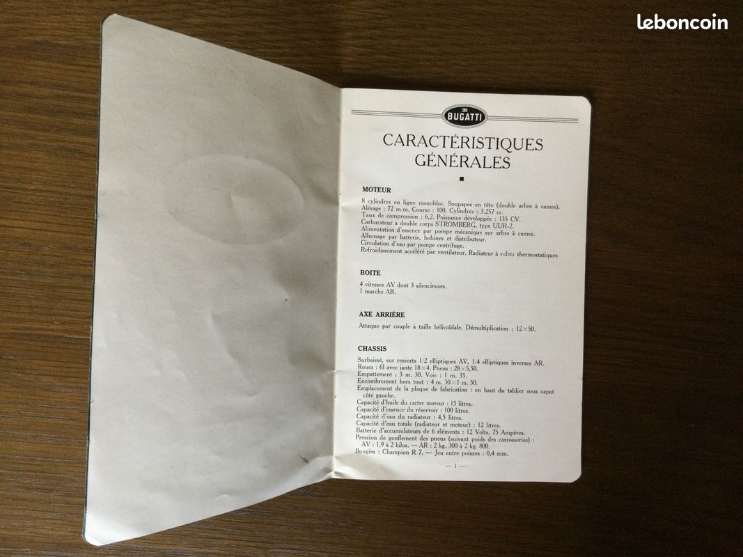 Notice manuel d’entretien BUGATTI 3L300 type 57 (image 3)