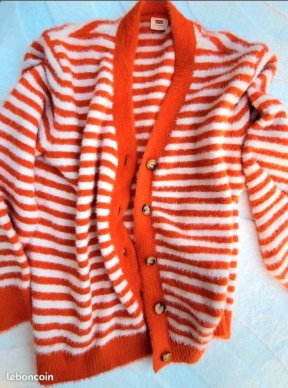 Cardigan oversize à rayures style papa (image 1)