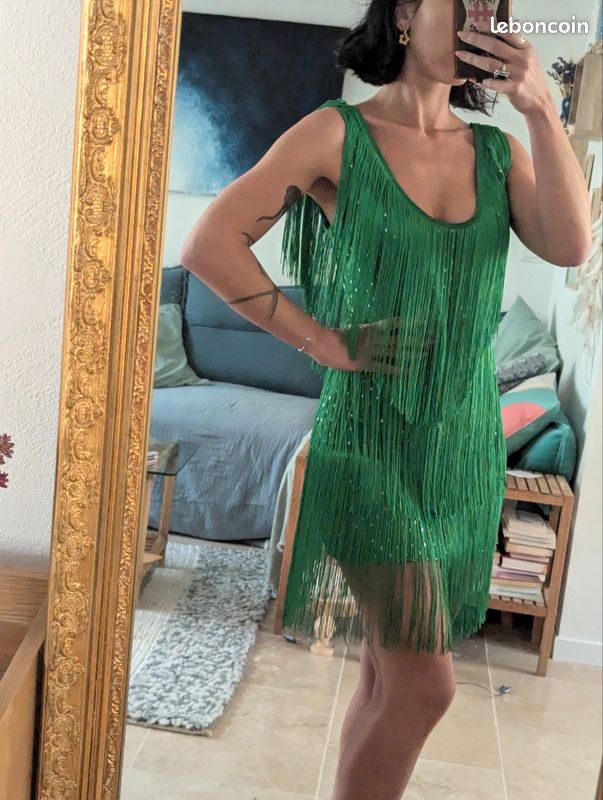 Sublime robe Gatsby franges paillettes Années 20 charleston