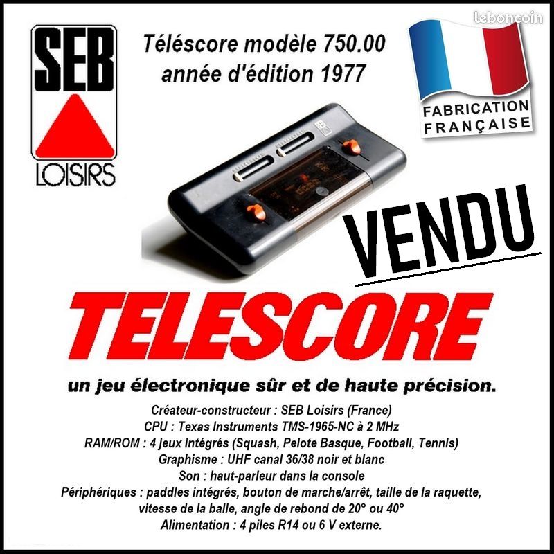 Console Vintage Thomson JV 1002 – Avec Boîte Et Notice, Complète Et Fonctionne TBE