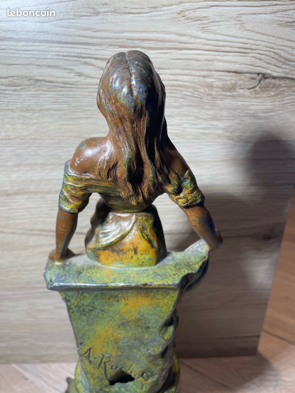 Superbe statuette ancienne signée A. Rucho – régule – Art déco (image 8)