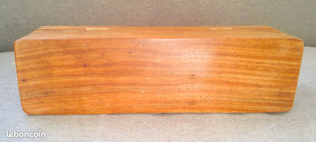 Ancien plumier en bois verni, coffret ou boîte en bois massif (image 4)