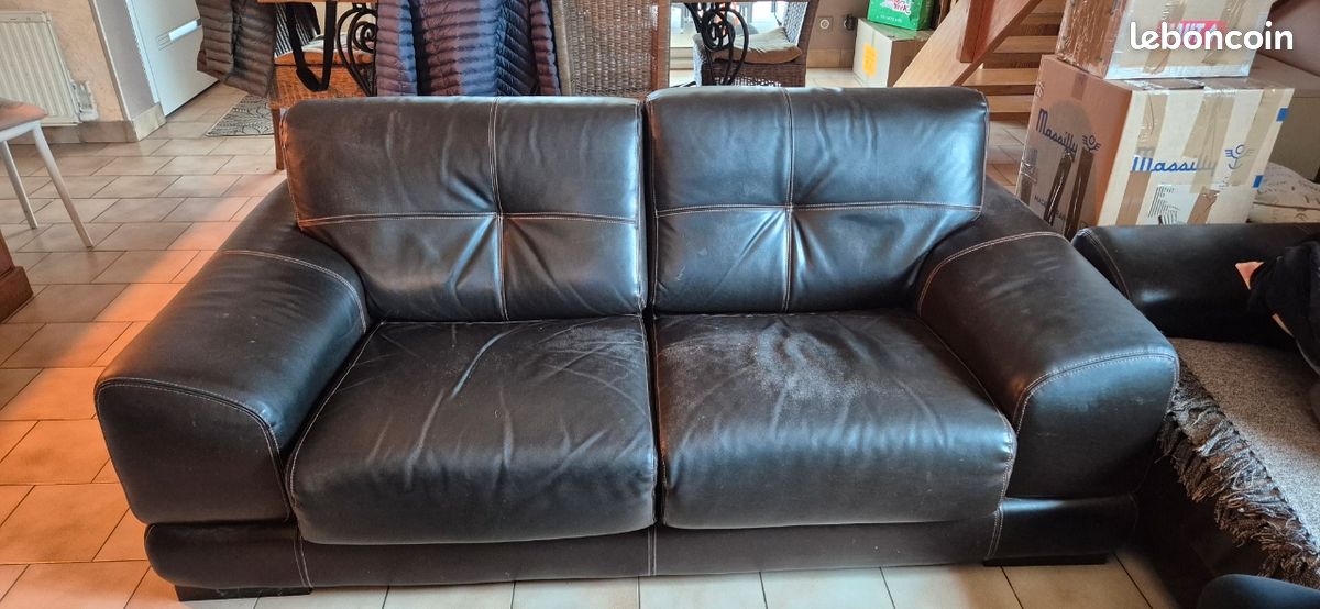 Vends canapé en cuir (image 1)