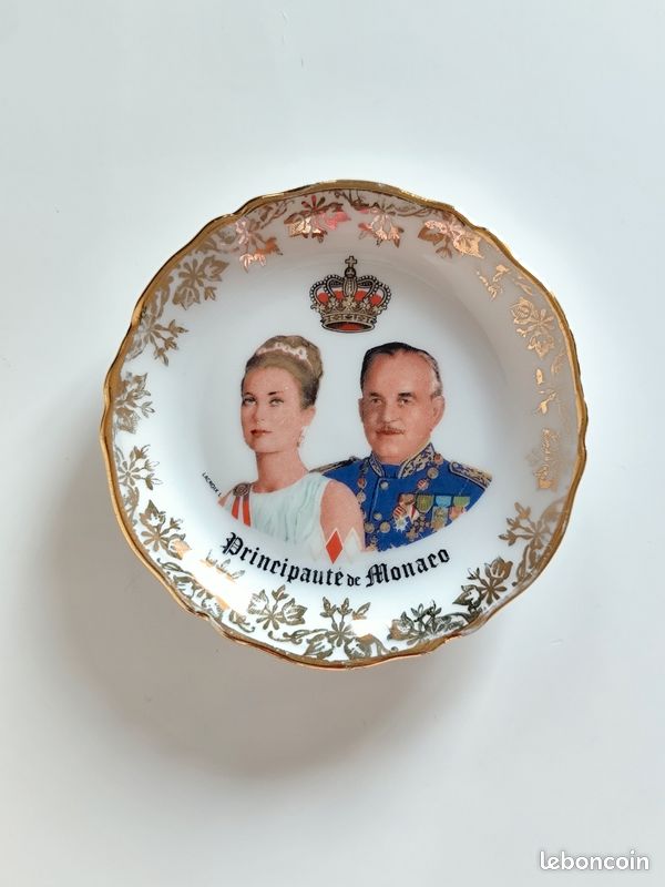Lot 2 assiettes miniatures porcelaine de Monaco Prince Rainier III Grace Kelly & Nice Vintage (image 4)