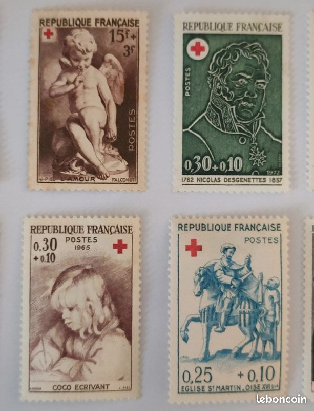 Collection Timbres France Oblitérés – 25 Timbres Croix Rouge Différents – Idéal Philatélie – Cadeau Collectionneur