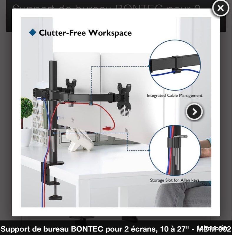 Support de bureau BONTEC pour 2 écrans (image 3)