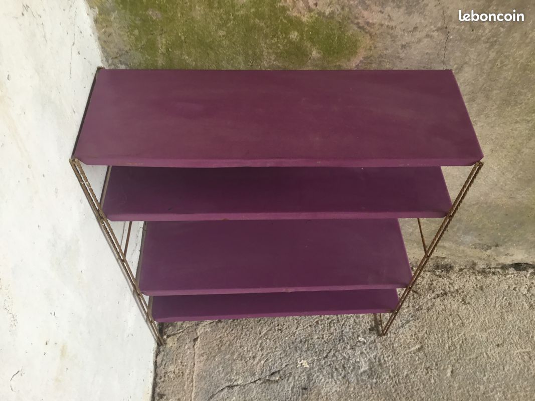 Étagère string en metal - 4 étagères violettes - vintage 1960 (image 4)