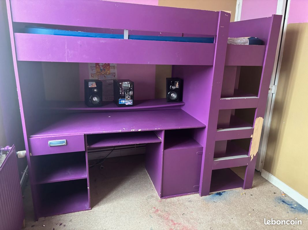Lit mezzanine rangement et bureau (image 1)