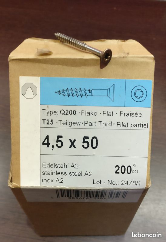 Vis inox 4.5 x 50 mm Torx 25 (image 1)
