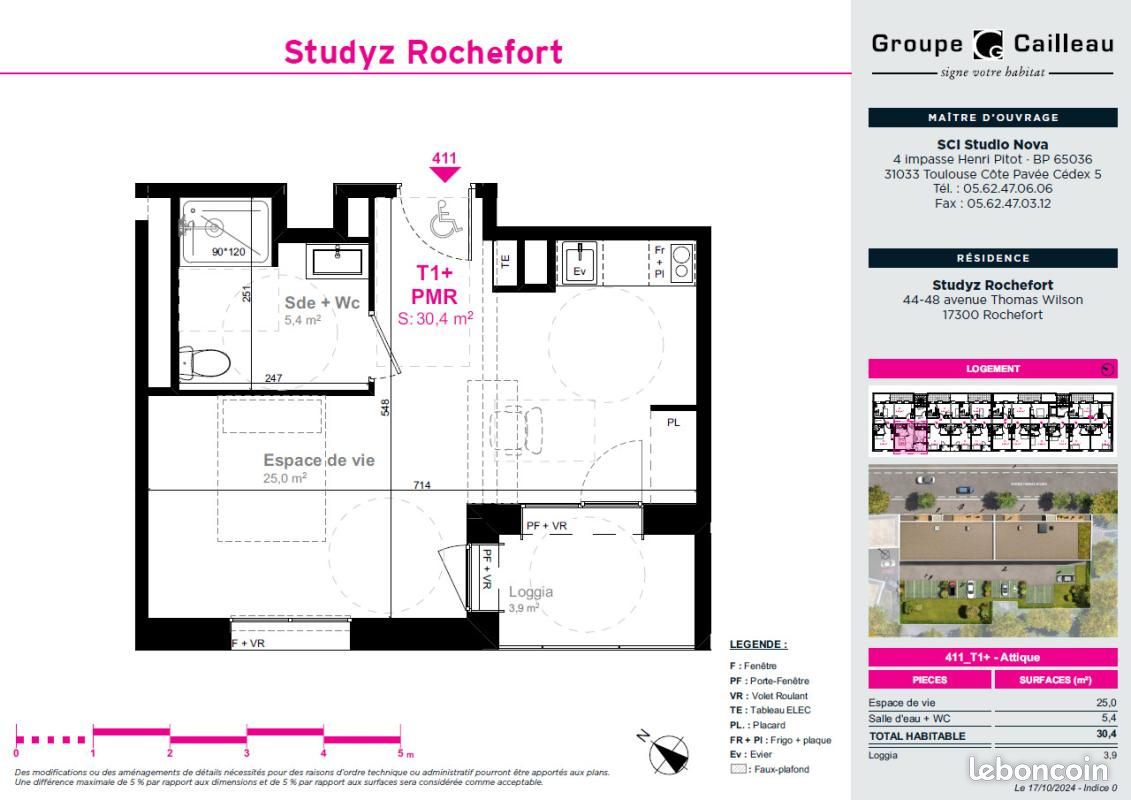 Appartement 1 pièce 30 m² · à Rochefort · 30 m² · 620 €