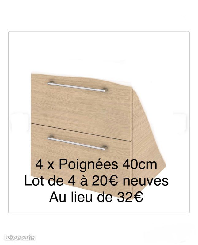 Poignées 40cm métal meuble cuisine ou salle de bain (image 1)