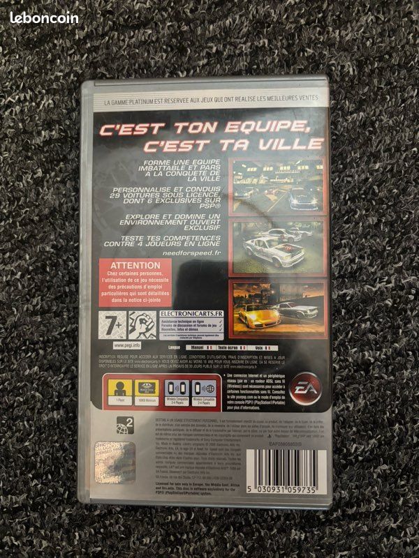 Jeu PSP Need For Speed Carbon Own The City - Édition Platinum, En Très Bon état, Testé Et Fonctionnel