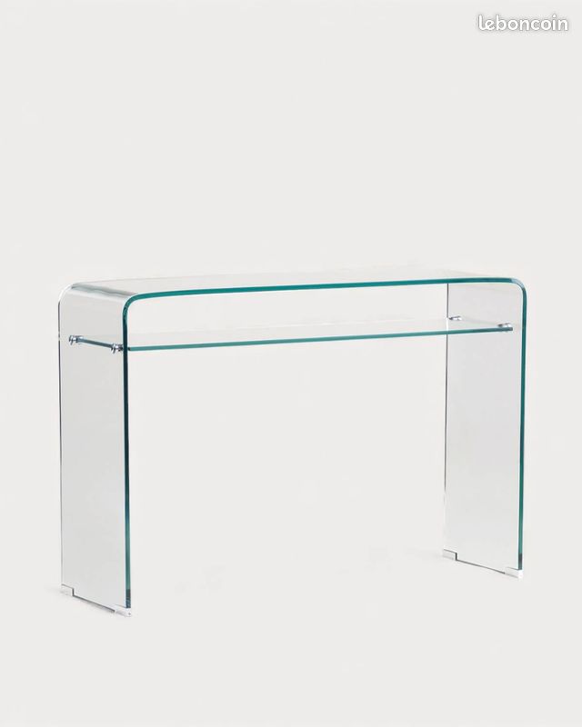 Console verre trempé double plateau neuf (image 2)