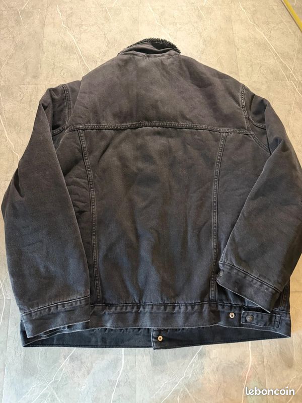 Veste en jeans levi's denim, interieur sherpa mouton, chore coat denim effet délavé, taille XXL (image 14)