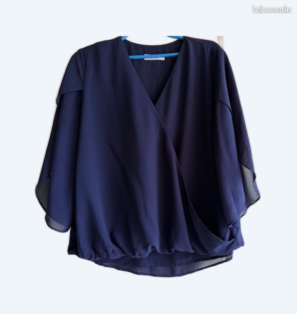 GRACE KARIN Haut Contrasté Femme Manches Courtes Col V - Tricoté Doux Extensible