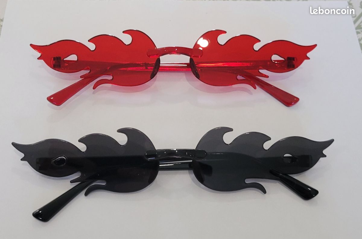 Lot de paires lunettes flamme disco années 80 bleu, violet