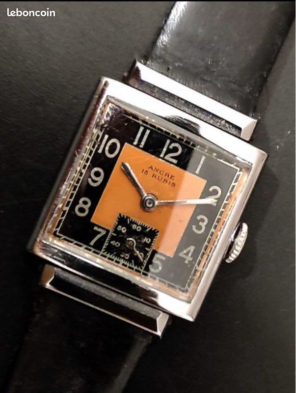 Montre Bracelet Vintage ATO Art Déco Années 30 - Mouvement Mécanique Suisse - Rectangle Argenté
