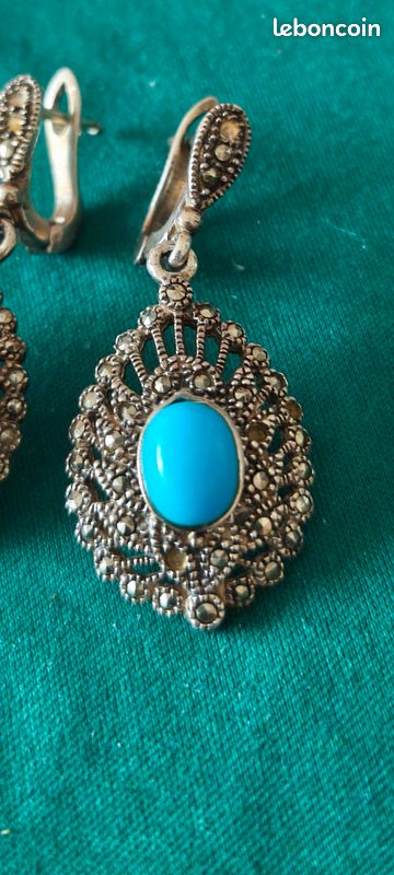 Vintage boucles d'oreilles ovales en argent sterling (925