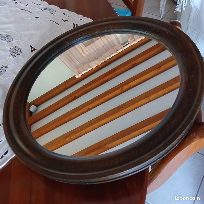 Miroir bois rond 50cm (image 2)