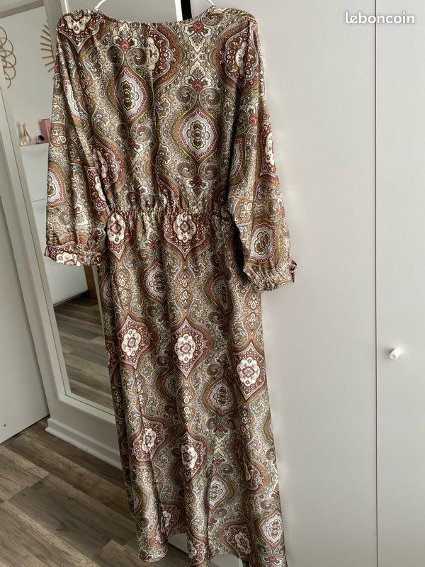 Robe longue femme satinée GEMO marron/beige xl (vd59110) (image 6)