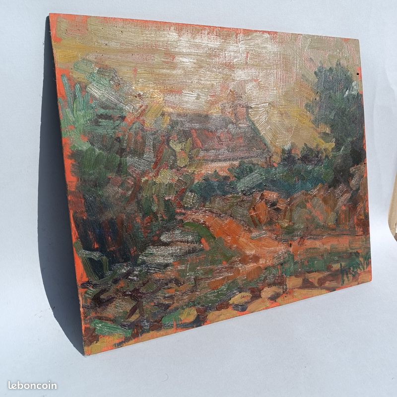Tableau peinture à l'huile paysage maison (image 2)